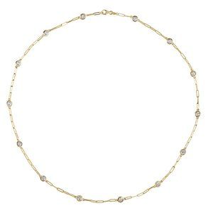 1.00 Carat Diamond by the Yard Paper Clip Necklace NEW STYLE 14K Gold 18''